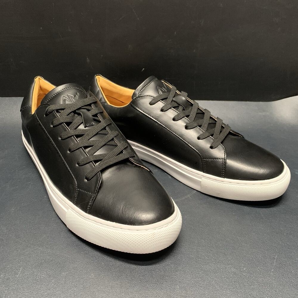 Ace Marks Shoes Mens Size 11.5 Brett Black Leather Lace Up Dress Sneaker, EUC.